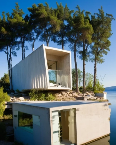 cubic house,dunes house,malaparte,summer house,inverted cottage,cube house,house by the water,holiday home,house with lake,champalimaud,beach house,prefab,modern house,pavillon,summerhouse,eisenman,makarska,mid century house,utzon,docomomo,Photography,General,Realistic