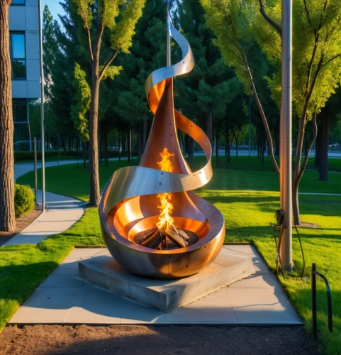 the eternal flame,fire ring,olympic flame,rodizio,steel sculpture,botero,cauldron,uanl,holocaust memorial,mgimo,sculpture park,public art,firepit,escultura,molten,ucv,javeriana,plaza de la revolución,burning torch,mahdavi,Photography,General,Realistic