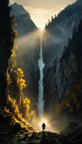 the pillar of light,fantasy picture,world digital painting,the spirit of the mountains,hesychasm,gondolin,games of light,mountain sunrise,ascent,alfheim,descent,beam of light,fantasy landscape,samuil,sunchaser,fantasy art,chasm,jrr tolkien,the mystical path,silmarillion,Photography,Black and white photography,Black and White Photography 07
