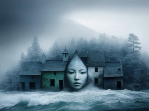 house of the sea,photo manipulation,house with lake,siggeir,lonely house,photomanipulation,creepy house,witch house,woman house,the haunted house,house by the water,photoshop manipulation,haunted house,fathom,dreamhouse,foreclosure,ghost castle,witch's house,fantasy picture,lago grey,Photography,Artistic Photography,Artistic Photography 06