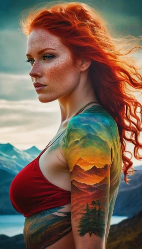 bodypainting,celtic woman,redheads,epica,triss,fireheart,body painting,fantasy woman,bodypaint,danaus,fantasy art,wynonna,scotswoman,ruadh,reddened,tuatha,rousse,red head,photoshop manipulation,boudicca,Conceptual Art,Daily,Daily 32