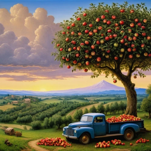 apple tree,cart of apples,apple trees,apple orchard,appletree,apple harvest,apple world,apple mountain,fruit tree,italian painter,appletalk,fruit fields,rural landscape,red apples,home of apple,apples,tuscany,landscape background,toscane,strawberry tree,Art,Classical Oil Painting,Classical Oil Painting 03