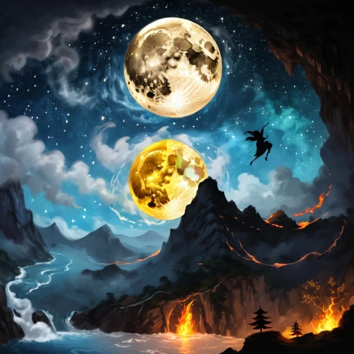 moon and star background,moonlit night,lunar landscape,fantasy picture,moonscapes,moon at night,landscape background,fantasy landscape,halloween background,night scene,cartoon video game background,moon night,moon and star,moonlit,phase of the moon,fire background,full moon,the moon,hanging moon,night sky,Conceptual Art,Fantasy,Fantasy 31