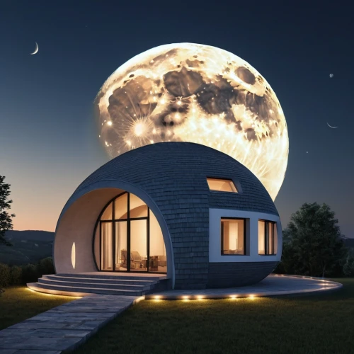 earthship,round house,electrohome,cubic house,round hut,dreamhouse,inverted cottage,sky space concept,roof domes,snowhotel,igloos,3d rendering,futuristic architecture,moon phase,dunes house,frame house,beautiful home,moon at night,smart home,pizza oven,Photography,General,Realistic