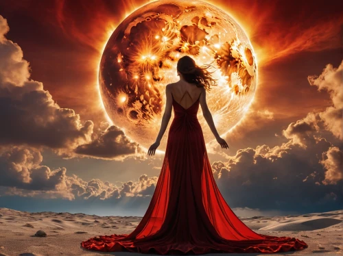 red sun,eclipsed,sundancer,invoking,sun moon,sun god,mediumship,aflame,ecliptic,celestial body,pillar of fire,fantasy picture,lunar eclipse,solar flare,flame of fire,eclipse,daybreaker,sorceress,flame spirit,hecate,Photography,Artistic Photography,Artistic Photography 03