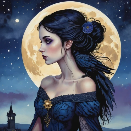 blue moon rose,queen of the night,selene,blue moon,moon phase,behenna,lady of the night,morgana,moonlit night,blue enchantress,fantasy portrait,seregil,moonlit,arwen,moonchild,moonbeam,fairy tale character,etain,luna,fairest,Photography,General,Realistic