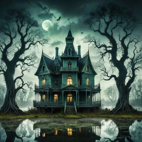 the haunted house,witch's house,haunted house,witch house,creepy house,halloween background,haunted castle,halloween poster,house in the forest,ghost castle,halloween wallpaper,house silhouette,dreamhouse,hauntings,halloween scene,lonely house,haunted,halloween and horror,haddonfield,house with lake,Photography,Artistic Photography,Artistic Photography 07