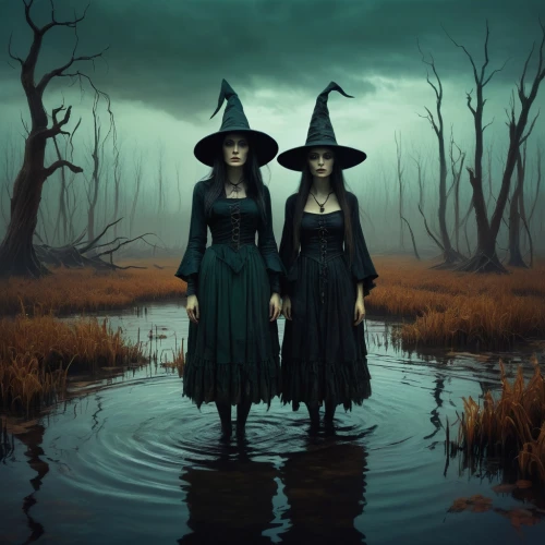 witches,sorceresses,covens,norns,coven,witches' hats,priestesses,witch house,celebration of witches,cauldrons,gothic portrait,witching,handmaidens,occultists,bewitches,witchfinder,samhain,bewitching,witchery,enchanters,Conceptual Art,Oil color,Oil Color 09