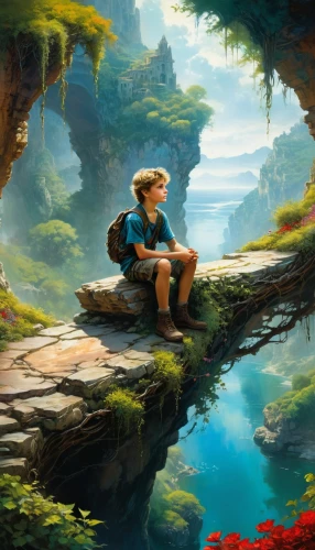 world digital painting,arrietty,children's background,fionna,adrien,wander,ghibli,eilonwy,digital painting,neverland,zelda,fantasia,fable,fae,fantasy picture,wishing well,discovering,little world,studio ghibli,landscape background,Photography,General,Fantasy