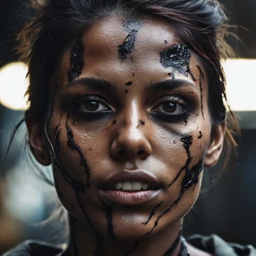 warpaint,face paint,lexa,siberut,district 9,gothika,heda,warrior woman,ash wednesday,mccurry,black eyes,grounder,pintados,badland,tattered,cressida,apocalypto,face painting,voodoo woman,body art,Photography,General,Realistic
