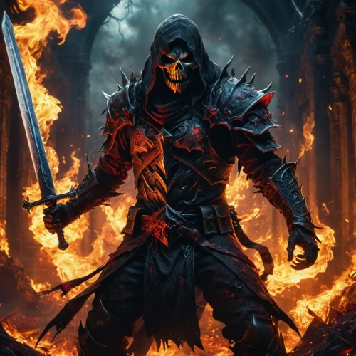 necromancer,chakan,berserker,grimm reaper,darksiders,undead warlock,death god,fire background,reaper,uruk,angmar,darklord,grimlord,eradicator,surtur,abaddon,incinerate,dominador,tengen,executioner,Photography,General,Fantasy