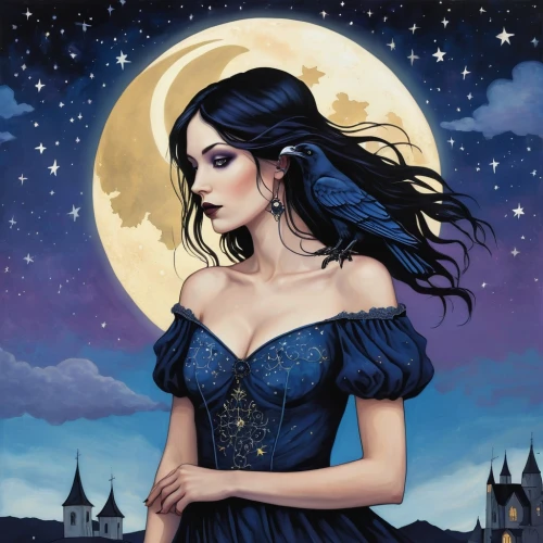 queen of the night,selene,gothic woman,lady of the night,blue moon rose,moon phase,moonchild,morgana,moonlit night,gothic dress,bewitching,emeraude,katherina,moonlit,hecate,vampire woman,moonbeam,bewitch,xandria,moonbeams,Photography,General,Realistic