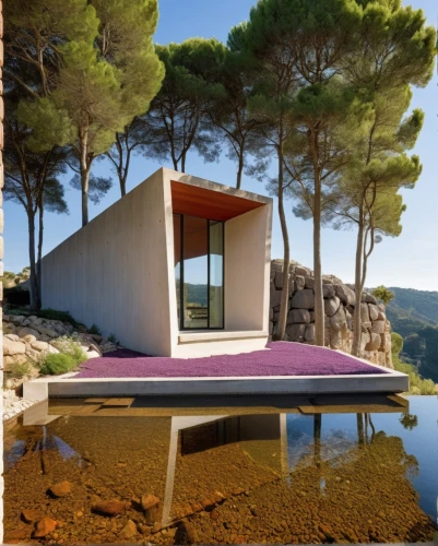 dunes house,cubic house,malaparte,inverted cottage,pool house,mirror house,cube house,mahdavi,holiday home,mid century house,summer house,house by the water,biotope,eisenman,house with lake,dreamhouse,cantilevered,utzon,siza,lachapelle,Photography,General,Realistic