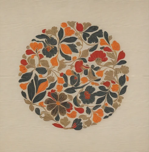 orange floral paper,boetti,autumn wreath,fruit pattern,floral composition,kimono fabric,autumn leaf paper,generative,japanese floral background,cloves schwindl inge,embroidered leaves,marquetry,floral ornament,marimekko,round autumn frame,nasturtium,wreath of flowers,dried petals,terrazzo,flower painting,Art,Classical Oil Painting,Classical Oil Painting 17