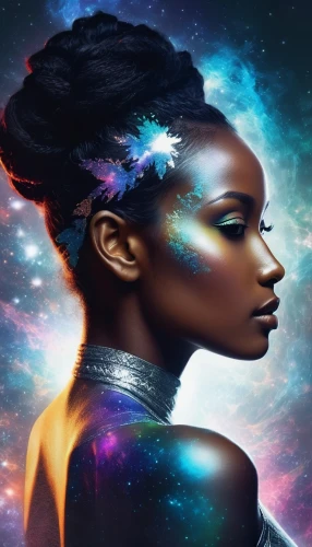 afrofuturism,galactic,binti,galaxy,cosmogirl,freema,univers,space art,galaxia,celestial,cosmic,nebula,cosmogenic,outer space,cosmological,astronomer,intergalactic,cosmography,outerspace,niobe,Conceptual Art,Daily,Daily 32