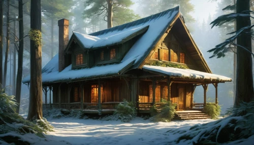 winter house,house in the forest,log cabin,the cabin in the mountains,log home,snow house,cottage,forest house,wooden house,small cabin,house in mountains,house in the mountains,little house,summer cottage,chalet,lonely house,country cottage,cabin,small house,old home,Conceptual Art,Fantasy,Fantasy 05