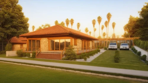 bungalows,mid century house,bungalow,golf lawn,landscaped,3d rendering,artificial grass,house trailer,green lawn,holiday villa,altadena,carport,render,suburbanized,residential house,sketchup,holiday home,landscape design sydney,modern house,luxury home,Photography,General,Realistic