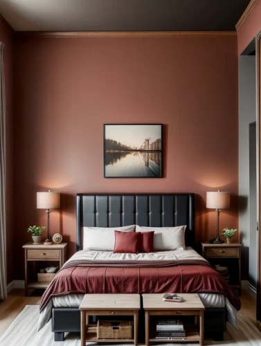 danish room,chambre,guestroom,guest room,headboards,bedroom,contemporary decor,headboard,fromental,modern decor,modern room,bedrooms,great room,guestrooms,interior decor,interior decoration,dark pink in colour,bedroomed,the living room of a photographer,rovere