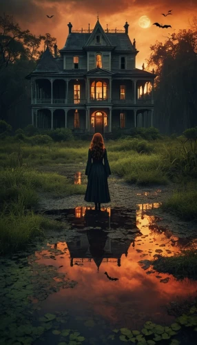 halloween poster,halloween wallpaper,house silhouette,halloween scene,witch's house,halloween background,llorona,orona,the haunted house,kovco,witch house,halloween and horror,fantasy picture,lonely house,haunted house,photomanipulation,photoshop manipulation,haunted,photo manipulation,creepy house,Photography,Artistic Photography,Artistic Photography 14