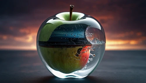 photo manipulation,glass sphere,water apple,apple design,worm apple,piece of apple,poire,pear cognition,core the apple,golden apple,isolated bottle,earth fruit,photomanipulation,photoshop manipulation,apple world,waterglobe,apple logo,coconspirator,compositing,message in a bottle,Photography,General,Sci-Fi