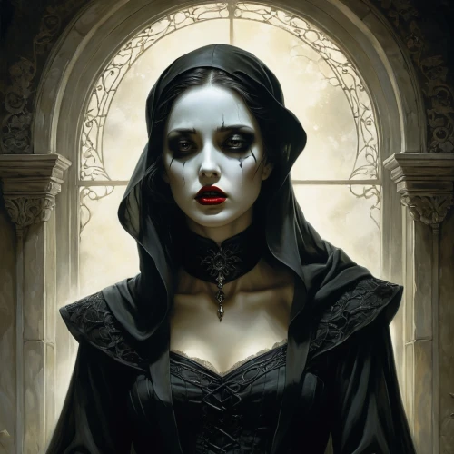 gothic portrait,gothic woman,vampire woman,vampire lady,ravenloft,goth woman,ghostley,vampira,gothic,vampyre,the nun,vampyres,malefic,drusilla,gothic style,vampire,morticia,abaddon,dead bride,vampirism,Conceptual Art,Daily,Daily 14