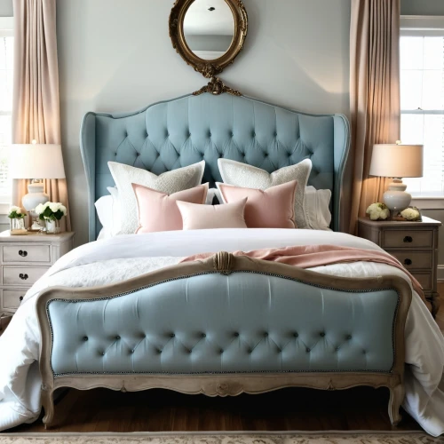 headboard,blue pillow,headboards,bedstead,bedspreads,bedchamber,bedspread,daybed,bed linen,daybeds,pearl border,upholsterers,soft furniture,bed,bedding,tufted,guest room,mazarine blue,furnishing,bedroom,Photography,General,Realistic