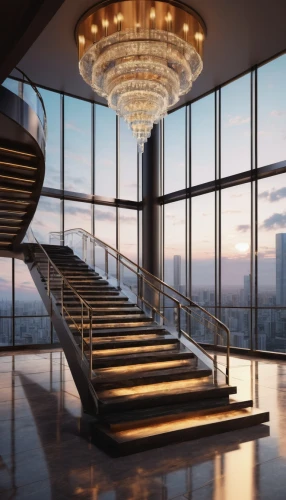penthouses,the observation deck,staircase,outside staircase,winners stairs,skywalks,observation deck,staircases,elevators,escaleras,banisters,stairway,foyer,skybridge,stairs,stairways,skywalk,escalators,stairwell,steel stairs,Illustration,Japanese style,Japanese Style 12