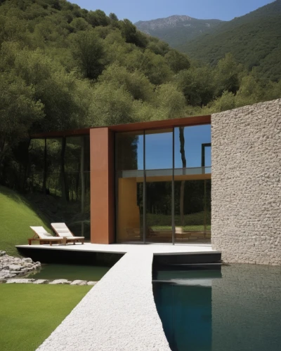 corten steel,lefay,pool house,amanresorts,dunes house,minotti,modern house,neutra,summer house,dreamhouse,house in the mountains,modern architecture,simes,cantilevered,luxury property,lalanne,holiday villa,infinity swimming pool,roof landscape,outdoor pool,Photography,General,Realistic