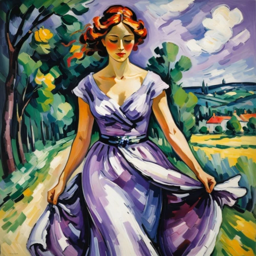 girl in a long dress,woman walking,la violetta,fauvist,maureen o'hara - female,girl in cloth,girl in the garden,violetta,goncharova,domergue,fauvism,woman playing,girl with cloth,violeta,young woman,guillaumin,a girl in a dress,retro woman,sandalow,watercolor women accessory,Art,Artistic Painting,Artistic Painting 37