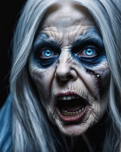 scary woman,old woman,cailleach,crone,grandmother,vampire woman,zombified,cryptkeeper,scared woman,strigoi,wodrow,zumbi,granny,beth,judith,momsen,grandma,malefic,sclera,bhoot,Illustration,Abstract Fantasy,Abstract Fantasy 14