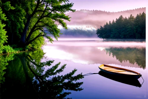 tranquility,boat landscape,calm water,tranquillity,calmness,nature background,beautiful lake,calm waters,forest lake,canoeing,evening lake,stillness,becalmed,background view nature,canoe,quietude,canoer,canoed,landscape background,row boat,Illustration,Retro,Retro 07