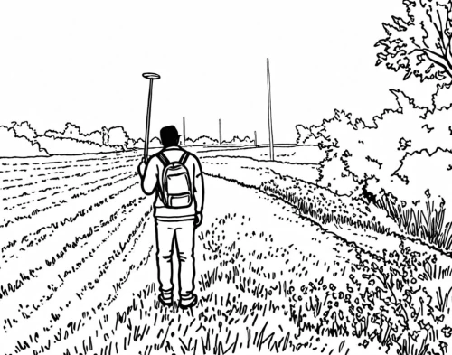 onion fields,chives field,walking man,mono-line line art,cornfield,walk,cornfields,stubble field,surveyor,farmland,coloring page,field work,summer line art,coloring pages,straw field,fieldwork,letterboxing,storyboard,walking,arrow line art,Design Sketch,Design Sketch,Rough Outline