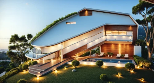 3d rendering,modern house,roof landscape,render,smart house,dreamhouse,modern architecture,house shape,beautiful home,3d render,3d rendered,renders,mid century house,luxury home,cubic house,grass roof,sketchup,dunes house,smart home,house roof,Photography,General,Realistic