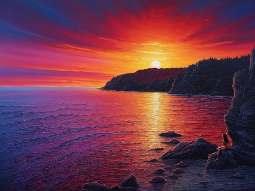 splendid colors,lake superior,coast sunset,incredible sunset over the lake,full hd wallpaper,tramonto,windows wallpaper,wavelength,red sky,intense colours,nature wallpaper,seascape,red cliff,atmosphere sunrise sunrise,amanecer,cliffs ocean,landscape red,colorful background,landscape background,unset,Illustration,Realistic Fantasy,Realistic Fantasy 25