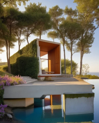 pool house,summer house,dunes house,summerhouse,amanresorts,house by the water,dreamhouse,holiday villa,cubic house,holiday home,corten steel,3d rendering,mid century house,modern house,pavillon,infinity swimming pool,inverted cottage,luxury property,provencal life,aqua studio,Photography,General,Realistic