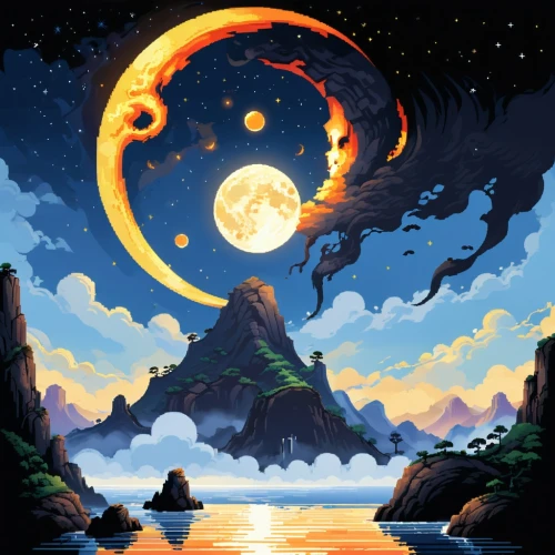 moon and star background,pixel art,hanging moon,moonrise,sun moon,crescent moon,valley of the moon,moons,lunar,big moon,the moon,mountain world,moonscapes,moon and star,moon at night,lunar landscape,moonlit night,moon valley,moon,moon addicted,Unique,Pixel,Pixel 01