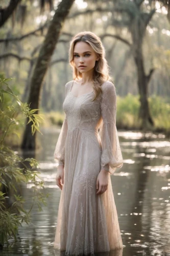 the blonde in the river,southern belle,brookgreen gardens,enchanting,blonde in wedding dress,tvd,adaline,enchanted,margaery,jessamine,ballerina in the woods,savannah,peignoir,sugarland,wedding dress,bayou,greer the angel,margairaz,wedding gown,girl on the river,Photography,Natural