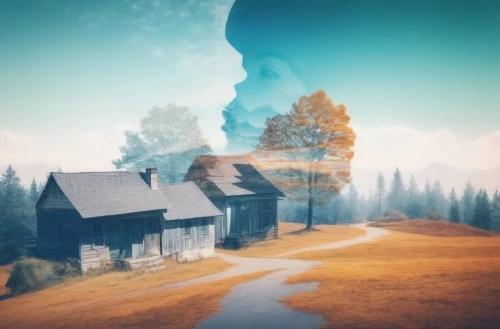 lonely house,landscape background,home landscape,virtual landscape,autumn background,cartoon video game background,salt meadow landscape,rural landscape,cloudcroft,the cabin in the mountains,3d background,house in mountains,nature background,homesteader,little house,autumn idyll,log home,log cabin,rustic aesthetic,house in the forest,Photography,Artistic Photography,Artistic Photography 07