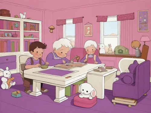 violet family,amethysts,plush dolls,the little girl's room,stevensons,plush toys,plush figures,doll kitchen,rabbit family,playroom,dandelion hall,grannies,fluffy diary,kids room,cute cartoon image,painting eggs,halloween ghosts,hamster frames,kawaii children,family dinner,Illustration,Vector,Vector 05