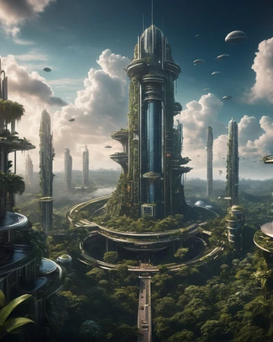 futuristic landscape,arcology,ecotopia,yavin,ancient city,terraformed,ordos,skyterra,citadels,naboo,areopolis,skylstad,metropolis,utopian,theed,labyrinthian,skyreach,cardassia,fantasy city,calydonian,Photography,General,Cinematic