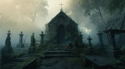 old graveyard,haunted cathedral,graveyards,graveyard,sepulcher,burial ground,cemetry,sepulchre,necropolis,cemetary,ravenloft,resting place,mortuary,mourners,cemetery,cementerio,dark gothic mood,obituaries,forest cemetery,tombstones,Conceptual Art,Fantasy,Fantasy 11