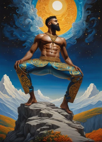 surya namaste,rza,oenomaus,wakanda,tanaji,meditator,parashurama,bahubali,umoja,sankofa,guru,vishnu,ryu,raziel,african man,mahabali,rashidi,khawajah,iyanya,maharishi,Art,Classical Oil Painting,Classical Oil Painting 29