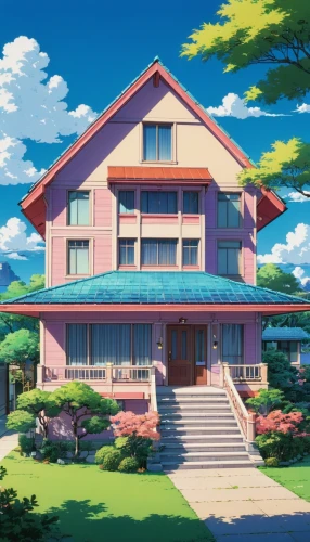 ponyo,kotoko,dreamhouse,kazoku,sakura background,kyokai,bungalow,kofuku,wakanohana,apartment house,ghibli,house silhouette,tsumugi kotobuki k-on,monogatari,gakuen,tokimeki,lonely house,rokkaku,house painting,house,Illustration,Japanese style,Japanese Style 03