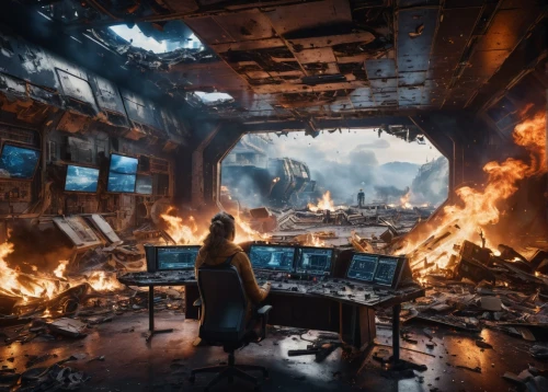 cryengine,arktika,apocalypse,eidos,cataclysm,varsavsky,warworld,troshev,dystopian,inferno,apocalyptic,firefinder,fireroom,vfx,destroyed city,cyberscene,post apocalyptic,war zone,the conflagration,computer room,Photography,General,Commercial