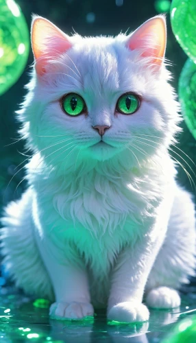 korin,emerald,patrol,nephrite,snowbell,emeralds,aaaa,green,white cat,defend,green aurora,greenie,himalayan persian,green eyes,green and white,jiwan,luminous,cat vector,midori,green bubbles