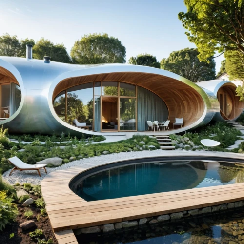 futuristic architecture,earthship,pool house,dreamhouse,dunes house,modern architecture,cubic house,summer house,beautiful home,luxury property,luxury home,cube house,roof domes,modern house,roof landscape,holiday villa,house by the water,crib,grass roof,smart house,Photography,General,Realistic