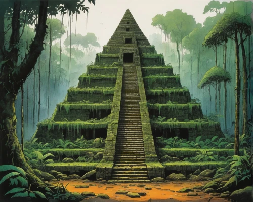 step pyramid,pyramid,tikal,eastern pyramid,mypyramid,pyramidal,kharut pyramid,yavin,pyramidella,pyramide,bipyramid,ziggurat,stone pyramid,pyramids,ziggurats,chichen itza,azteca,pakal,the great pyramid of giza,aztecas,Illustration,Realistic Fantasy,Realistic Fantasy 04