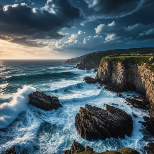 cliffs ocean,coastal landscape,rocky coast,ouessant,biarritz,seascape,stormy sea,seascapes,quiberon,cliff coast,clifftops,bretagne,landscape photography,northern ireland,coastline,windows wallpaper,pacific coastline,atlantic,sea landscape,cornwall,Photography,General,Realistic