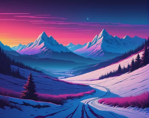 purple landscape,snow landscape,snow mountains,mountain landscape,landscape background,winter background,winter landscape,ice landscape,mountain sunrise,mountains,mountain scene,beautiful wallpaper,snowy landscape,alpine landscape,snowy mountains,snowy peaks,snow slope,purple wallpaper,mountainous landscape,dusk background,Conceptual Art,Sci-Fi,Sci-Fi 12