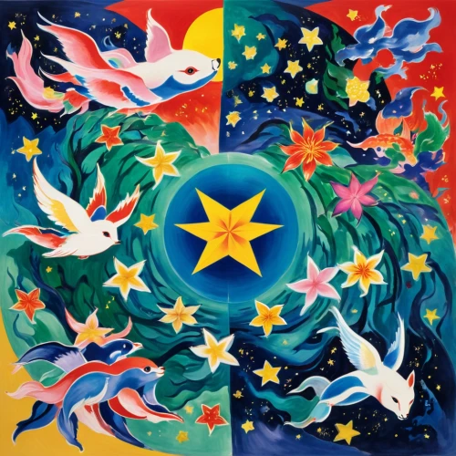 star winds,dove of peace,advent star,fairy galaxy,starro,estrelas,christmas stars,magic star flower,star flower,estrellas,motifs of blue stars,constellation swan,colorful stars,starcatchers,star scatter,mystic star,fairy world,falling star,hoenn,peace dove,Conceptual Art,Oil color,Oil Color 25